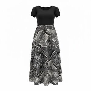 LuLaRoe Black and Gray Patterned Midi Dress
